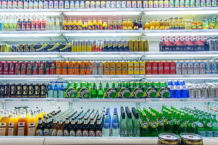 饮料背景超市饮料柜台【媒体用图】（仅限媒体用图使用，不可用于商业用途）背景
