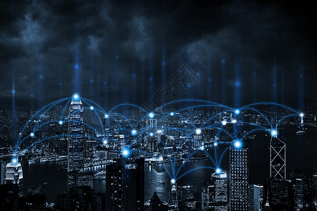 办公信号夜色城市虚拟科技设计图片