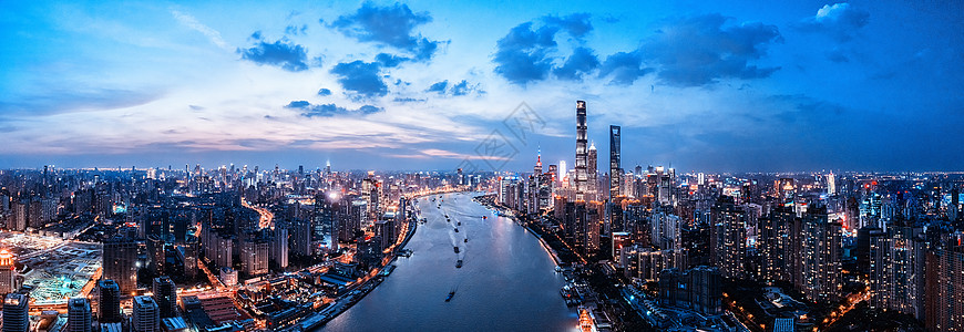 健康城市航拍上海城市夜景背景