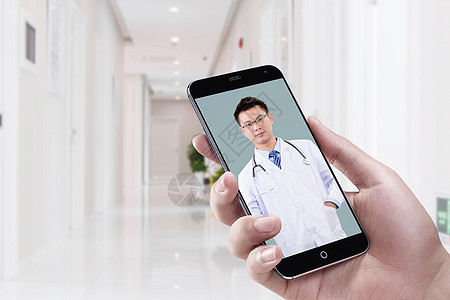 医生手机用手机跟医生咨询健康设计图片