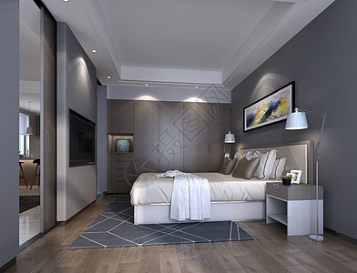 现代简约风卧室室内设计效果图背景图片