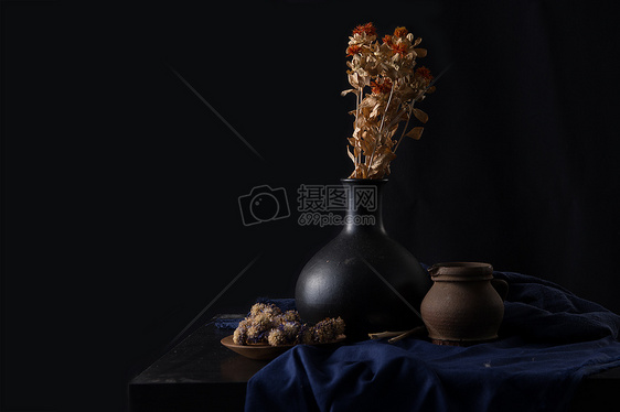 干花花瓶设计背景素材图片