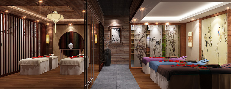中式风格装修中式美容院室内设计效果图背景
