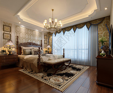 欧式风卧室室内设计效果图背景图片