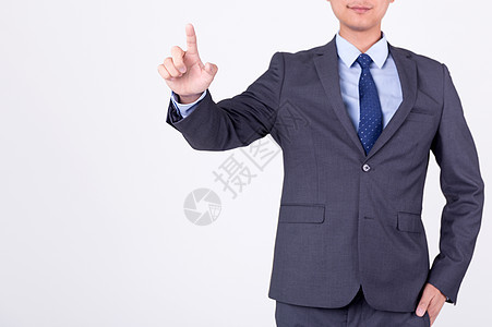 商务男士单手指点击触屏动作手势图片