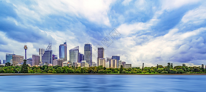 澳大利亚蓝天白云大楼高清图片