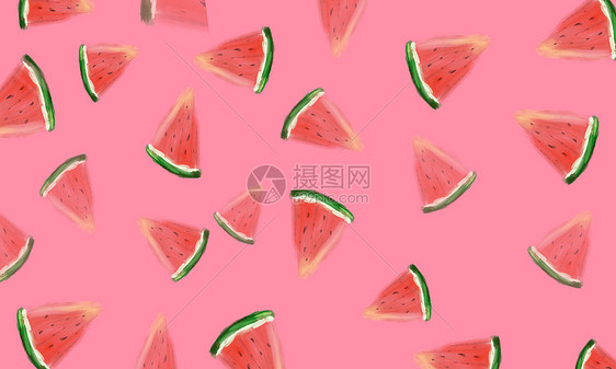 summer炎热夏天凉爽西瓜清爽小清新插画图片