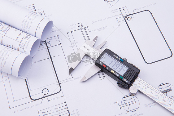 工程图纸与游标卡尺图片素材_免费下载_jpg图片格式_vrf高清图片