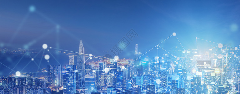 超前蓝色现代科技智慧城市背景设计图片