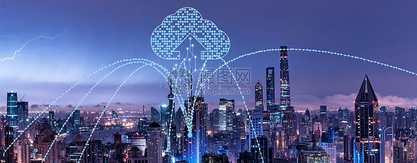 蓝色现代科技智慧城市背景图片