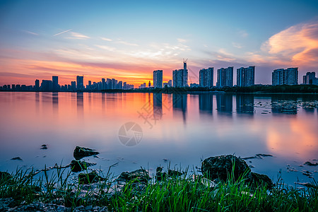 武汉沙湖日落风光背景图片