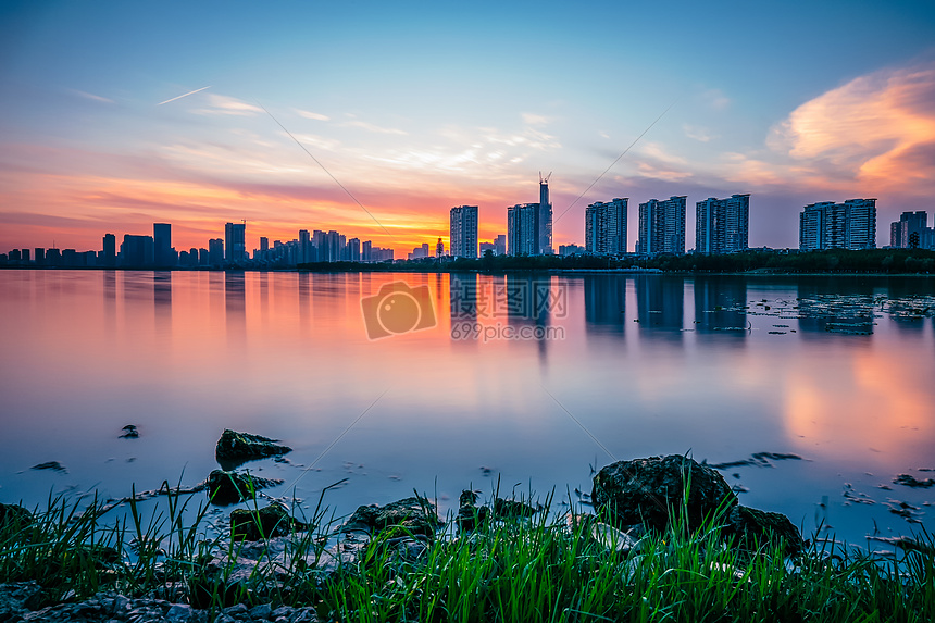 武汉沙湖日落风光图片