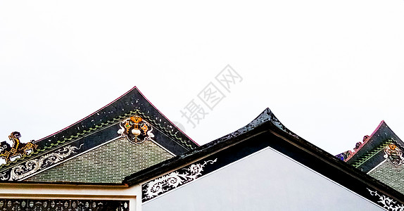 岭南建筑传统古建筑屋顶背景