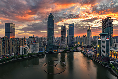 城市建设武汉城市高楼夜景背景