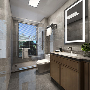 室内玻璃门现代简约风卫生间室内设计效果图背景