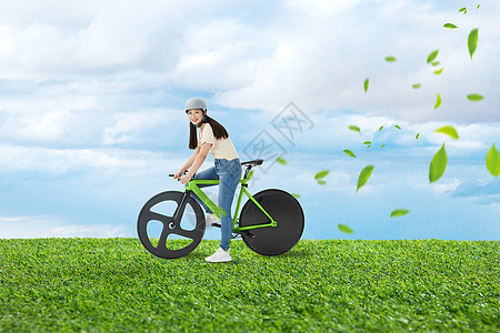 绿色骑行的人背景图片