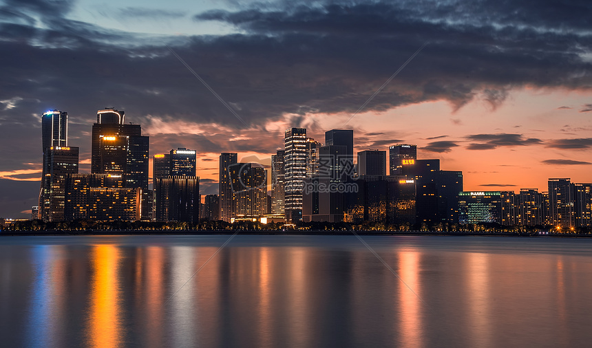 钱江新城夜景城市美景图片