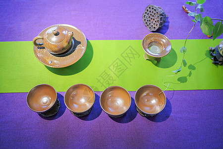 普洱茶文化精美陶艺茶具背景