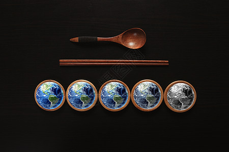 勺子筷子地球失色荒漠化设计图片