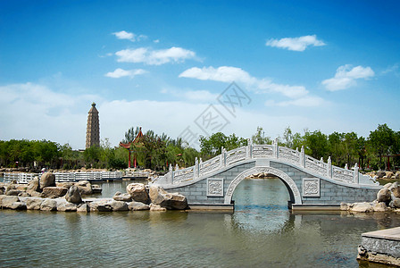 湖桥宁夏银川北塔公园风景背景