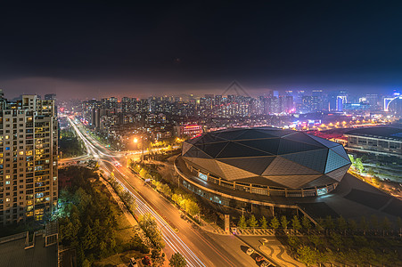 体育广告青岛钻石馆夜景背景