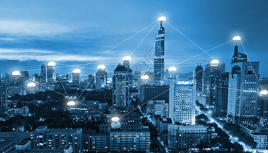城市 网络连接云技术交流背景图片