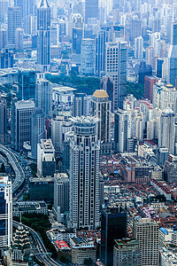 上海航拍航拍视角的高楼林立的上海背景