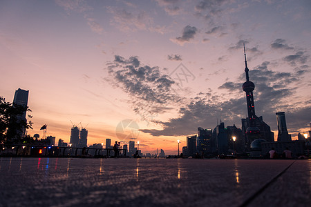 上海日出上海外滩城市夜景背景