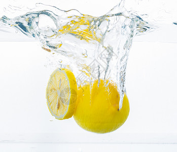 水里动图素材柠檬橙子水果夏日清凉冷饮气泡素材背景