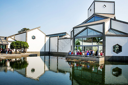 水景园林苏州博物馆背景