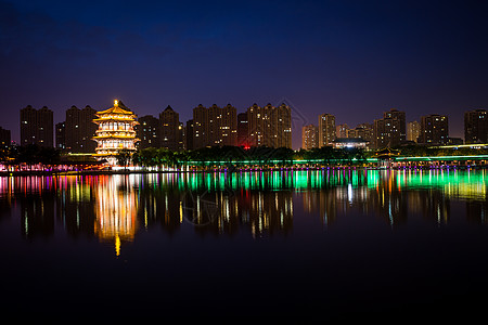 西安夜景古建筑大唐芙蓉园夜景背景