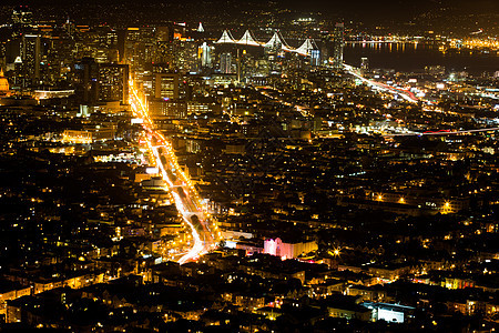 旧金山双子峰夜景背景图片