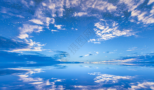 粉红云彩梦幻天空之境水天一色蓝色背景图片设计图片