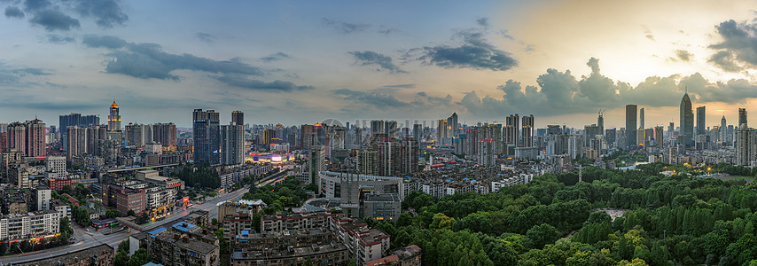 城市夜景全景武汉城市高楼全景背景