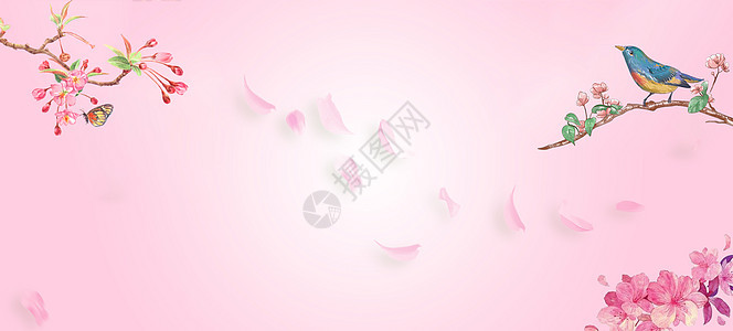 手绘印花粉色服装电商海报背景背景图片