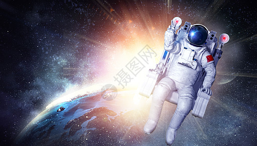 星空中漂浮的宇航员背景图片