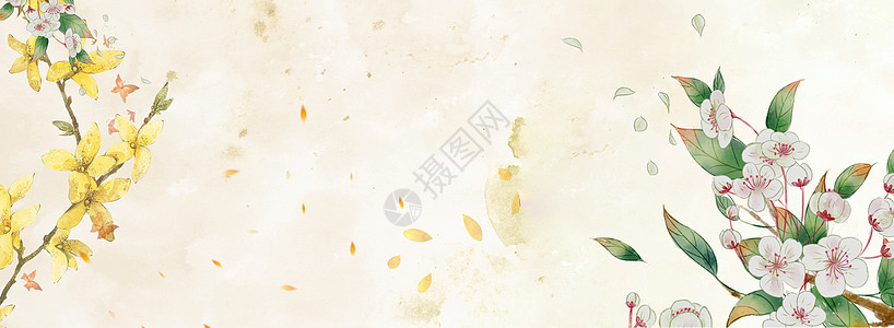 水墨花卉渲染图背景图片