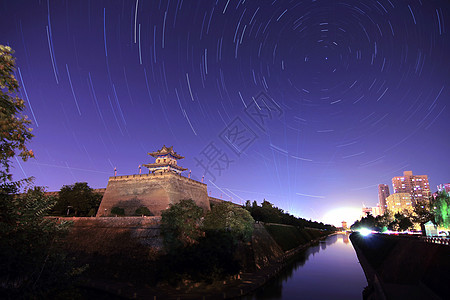 西安夜色斗转星移背景