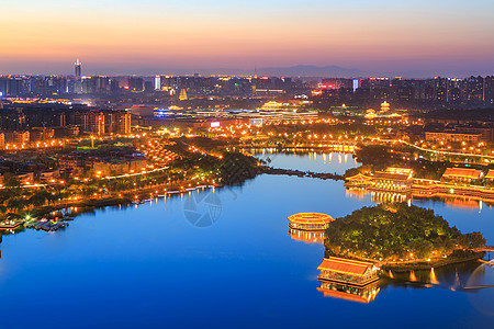 拍摄夜景曲江池夜色背景