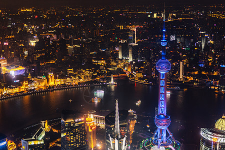 俯瞰上海城市夜景图片