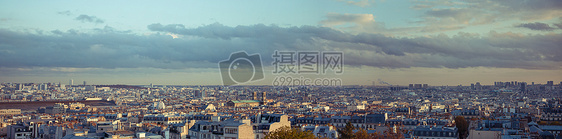 蒙马特高地鸟瞰巴黎城区全景图片