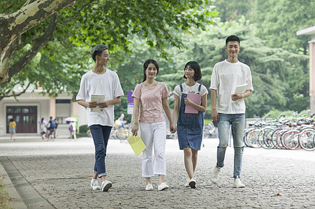 学校教室林荫同学们交流学习友谊图片