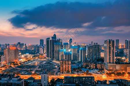 豪宅夜景武汉黄昏背景