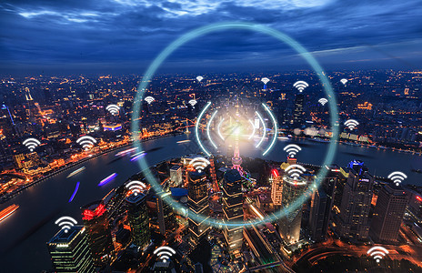 城市网络信号科技图片