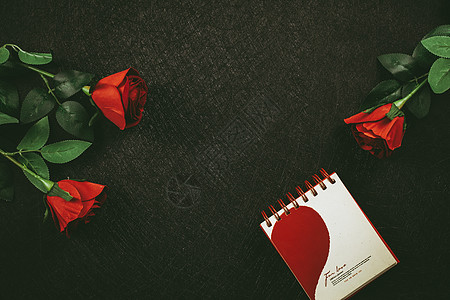 玫瑰黑色玫瑰与日历背景