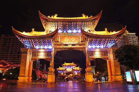 中国牌坊建筑昆明的金马碧鸡牌坊背景