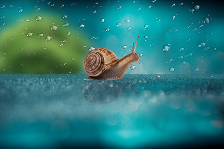 雨中的蜗牛图片