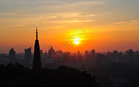 西湖宝石山日出背景图片