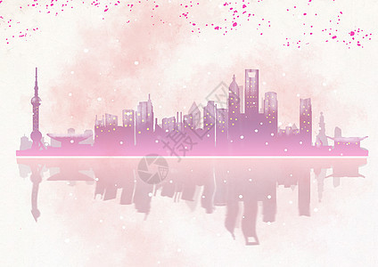 水彩上海背景图片