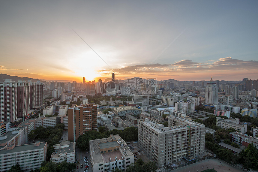 城市落日图片